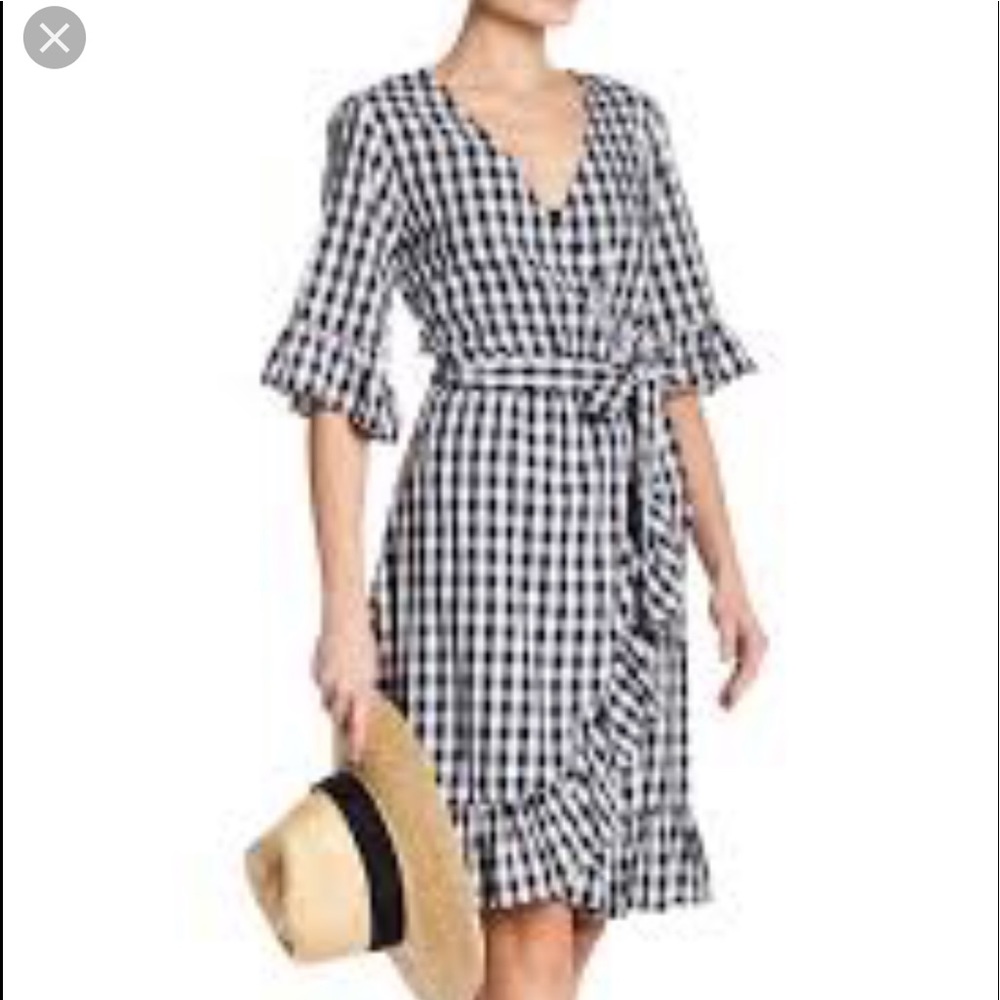 Superfoxx gingham ruffle dress black and white S